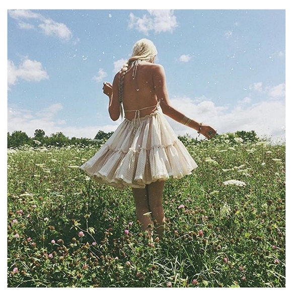 Womens Summer Halter Deep V Neck Patchwork Dress - Picture 4 of 8